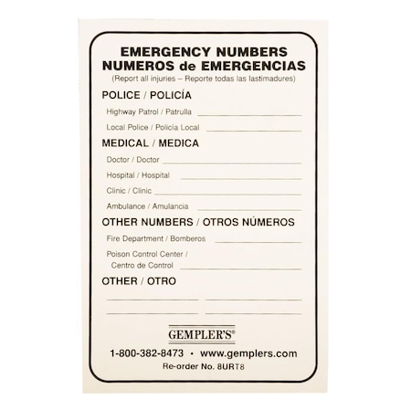 Gempler's Required Emergency Information Self-Adhesive Label